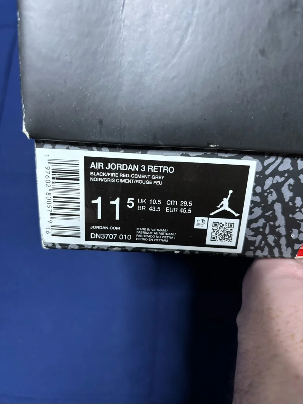 Jordan 3 Retro OG Black Cement 2024 Size 11.5